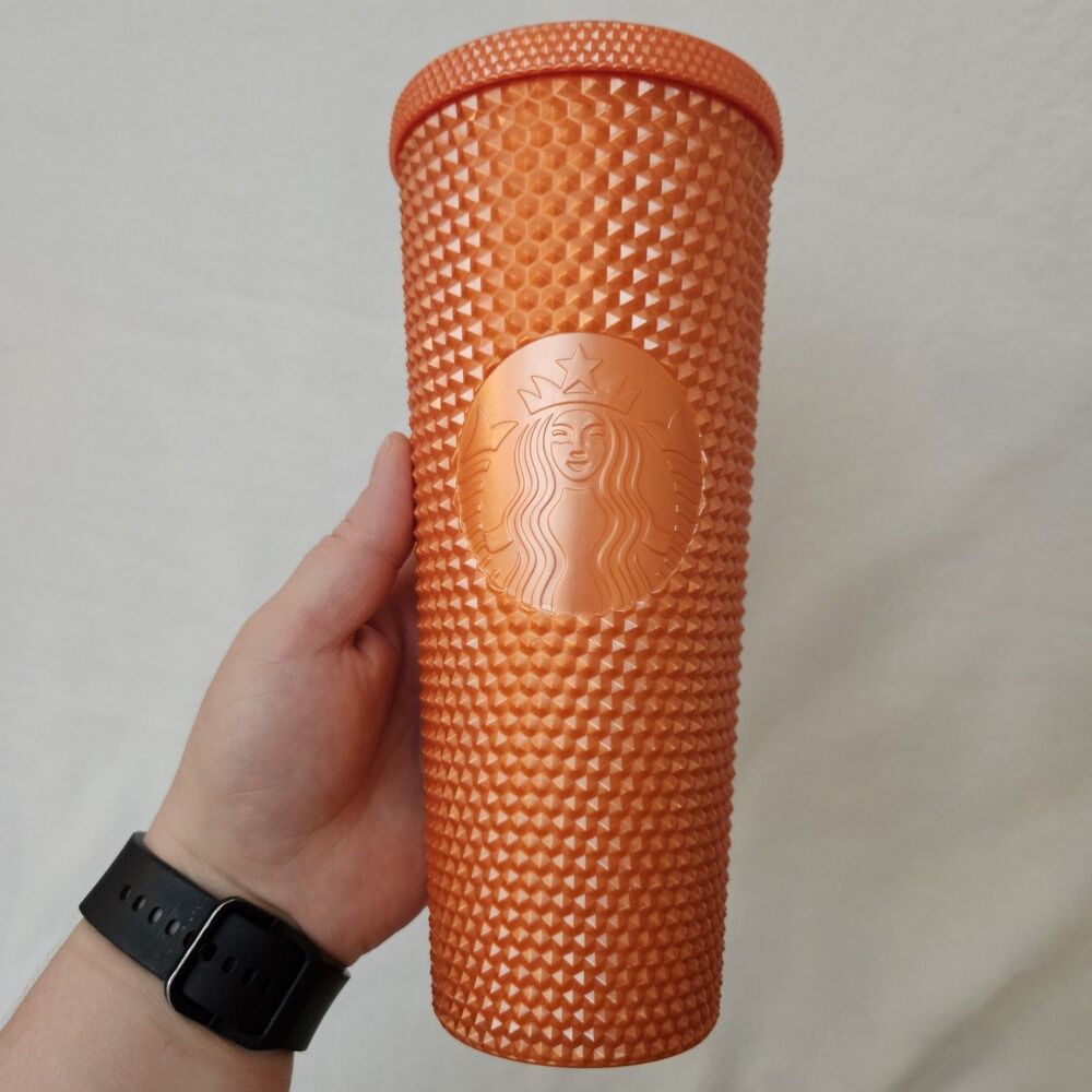 Starbucks Studded Venti Cold Cup 24 oz Tumbler Fall 2022 Release Vibrant Orange